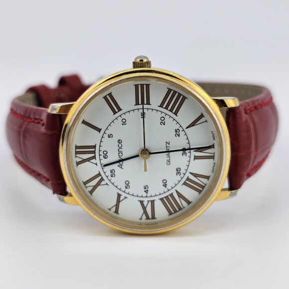 Advance Women\'s Watch 32MM White Dial‎ New Red Leather Bands New Battery main image 13